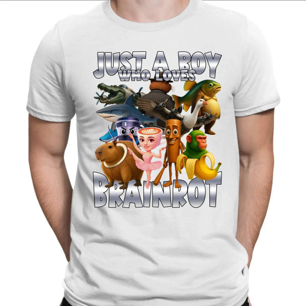 Just a boy who loves brainrot   - męska koszulka z nadrukiem
