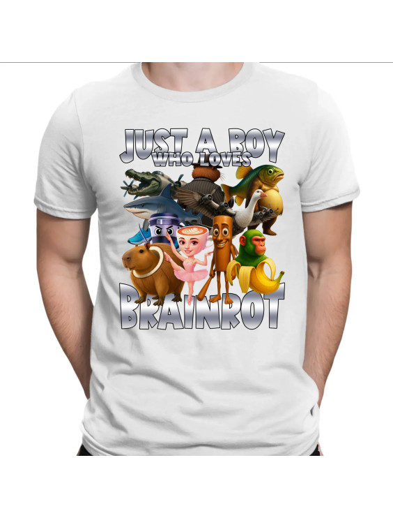 Just a boy who loves brainrot   - męska koszulka z nadrukiem