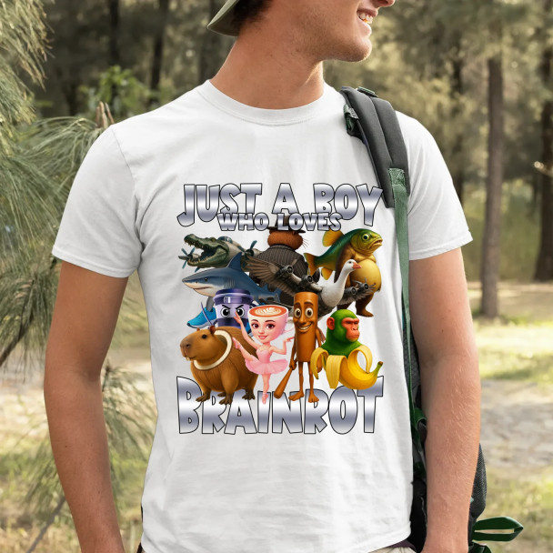 Just a boy who loves brainrot   - męska koszulka z nadrukiem
