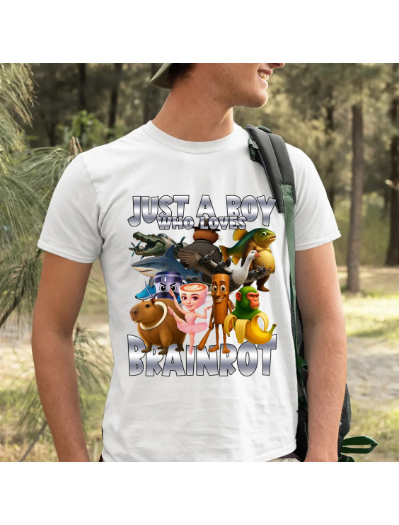 Just a boy who loves brainrot   - męska koszulka z nadrukiem