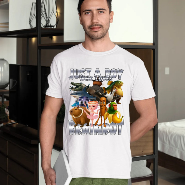 Just a boy who loves brainrot   - męska koszulka z nadrukiem