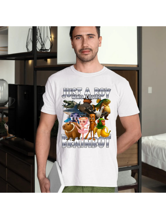 Just a boy who loves brainrot   - męska koszulka z nadrukiem
