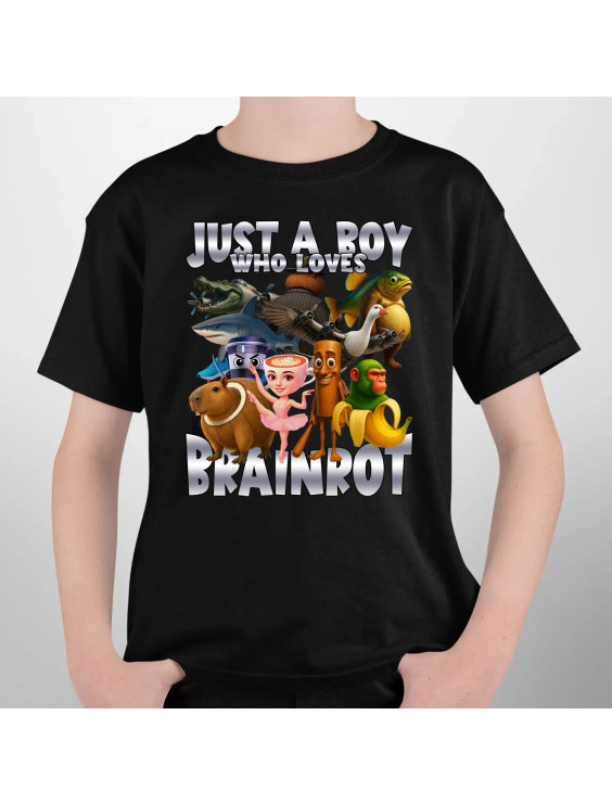 Just a boy who loves brainrot  - dziecięca koszulka z nadrukiem