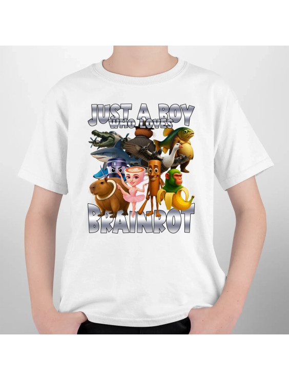 Just a boy who loves brainrot  - dziecięca koszulka z nadrukiem