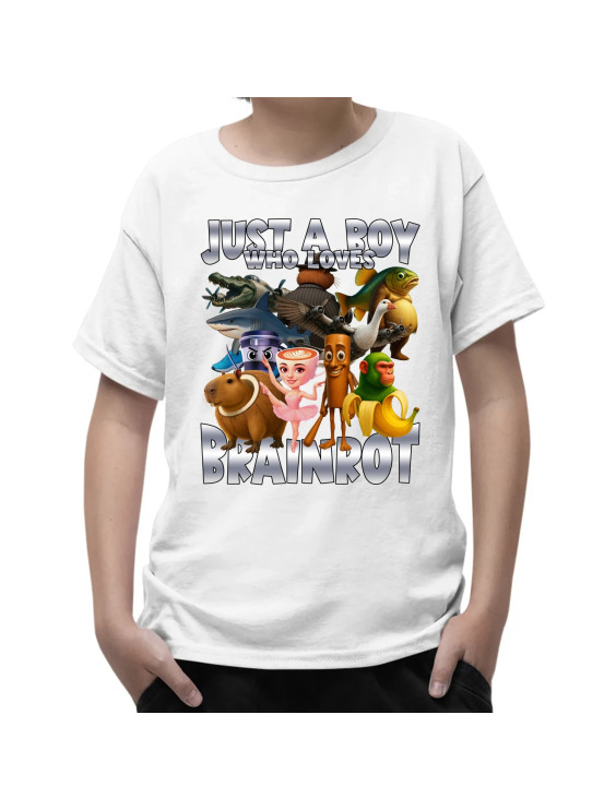 Just a boy who loves brainrot  - dziecięca koszulka z nadrukiem