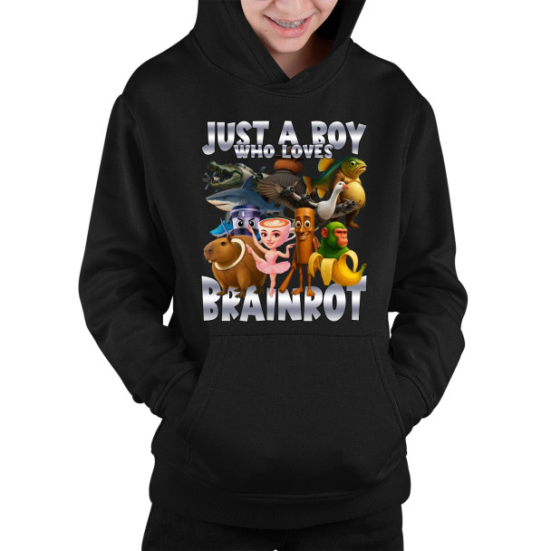 Just a boy who loves brainrot  - dziecięca bluza z nadrukiem