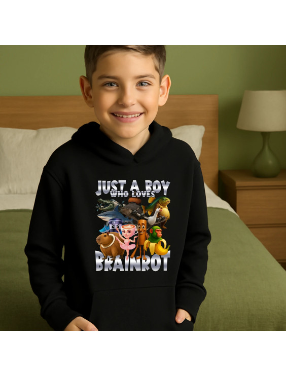 Just a boy who loves brainrot  - dziecięca bluza z nadrukiem