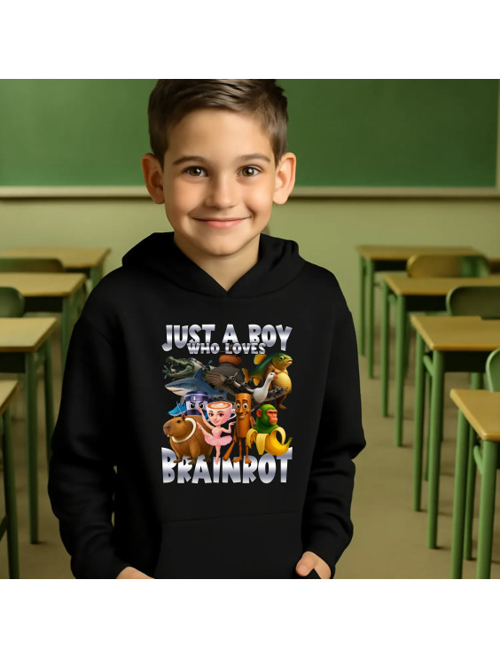 Just a boy who loves brainrot  - dziecięca bluza z nadrukiem