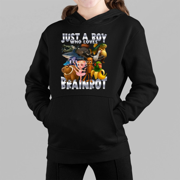 Just a boy who loves brainrot  - dziecięca bluza z nadrukiem