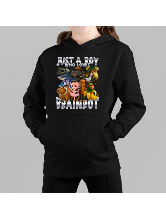 Just a boy who loves brainrot  - dziecięca bluza z nadrukiem