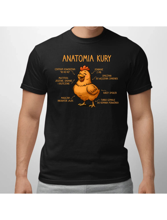 Anatomia kury  - męska koszulka z nadrukiem