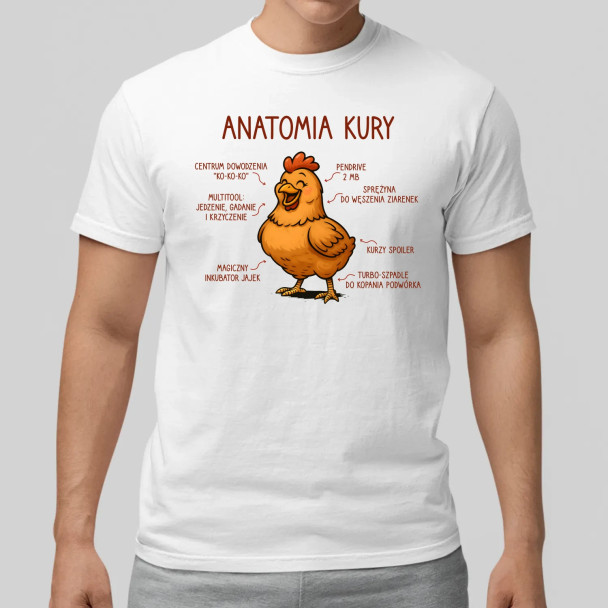 Anatomia kury  - męska koszulka z nadrukiem