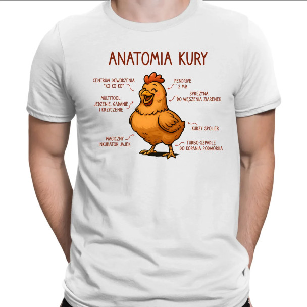 Anatomia kury  - męska koszulka z nadrukiem