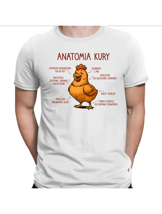 Anatomia kury  - męska koszulka z nadrukiem