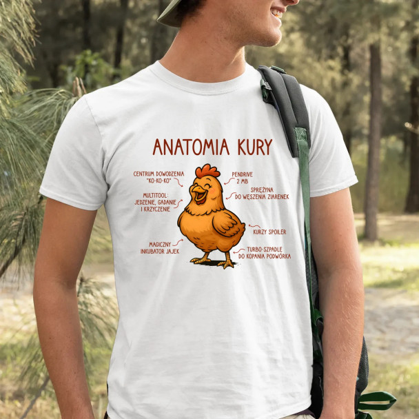 Anatomia kury  - męska koszulka z nadrukiem