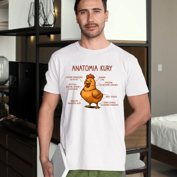 Anatomia kury  - męska koszulka z nadrukiem