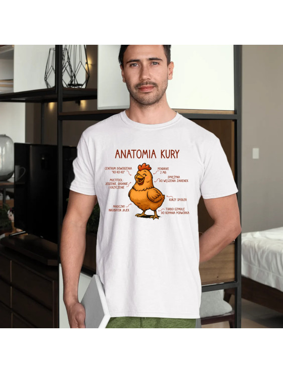 Anatomia kury  - męska koszulka z nadrukiem