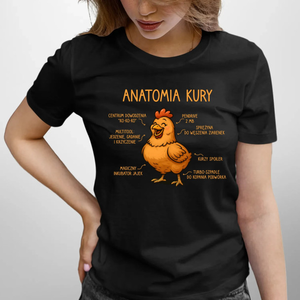 Anatomia kury - damska koszulka z nadrukiem