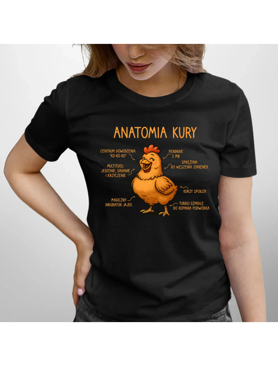 Anatomia kury - damska koszulka z nadrukiem