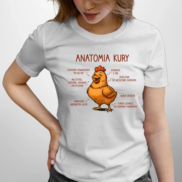 Anatomia kury - damska koszulka z nadrukiem