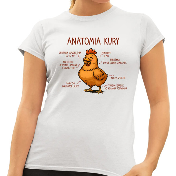 Anatomia kury - damska koszulka z nadrukiem