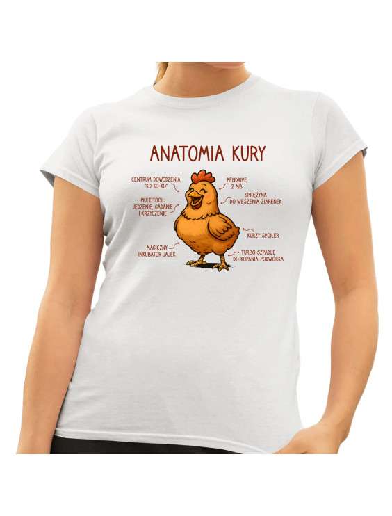 Anatomia kury - damska koszulka z nadrukiem