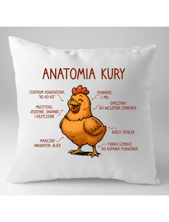Anatomia kury - poduszka z nadrukiem