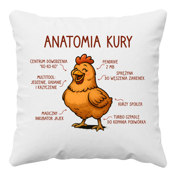 Anatomia kury - poduszka z nadrukiem
