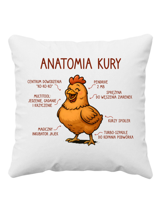 Anatomia kury - poduszka z nadrukiem