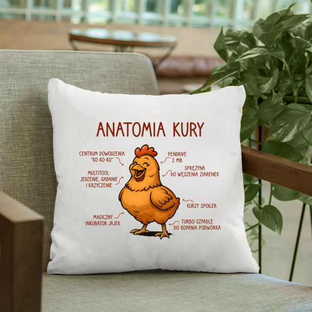 Anatomia kury - poduszka z nadrukiem