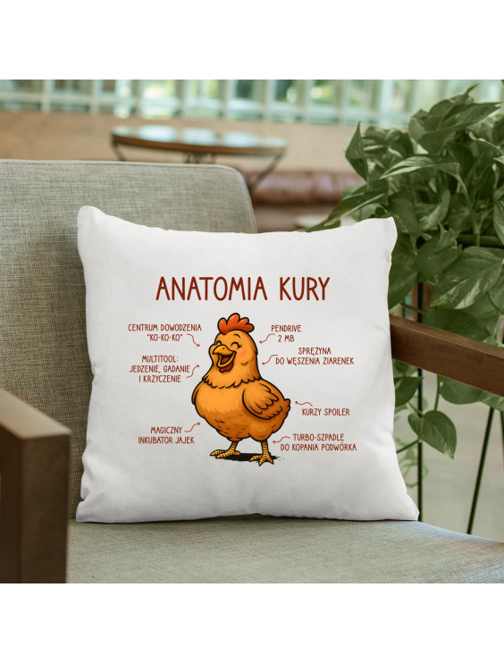 Anatomia kury - poduszka z nadrukiem