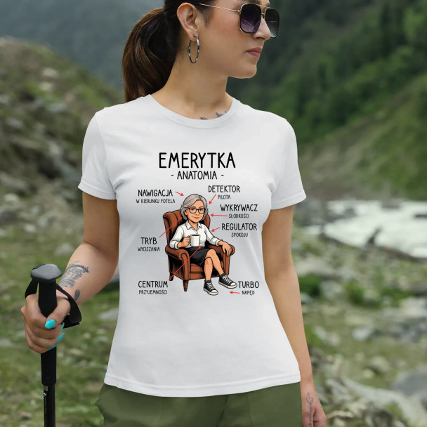Anatomia emerytki - damska koszulka z nadrukiem
