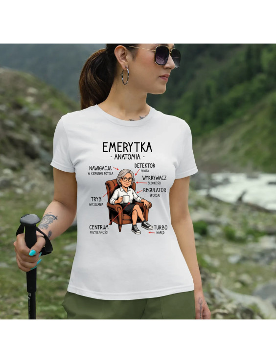 Anatomia emerytki - damska koszulka z nadrukiem