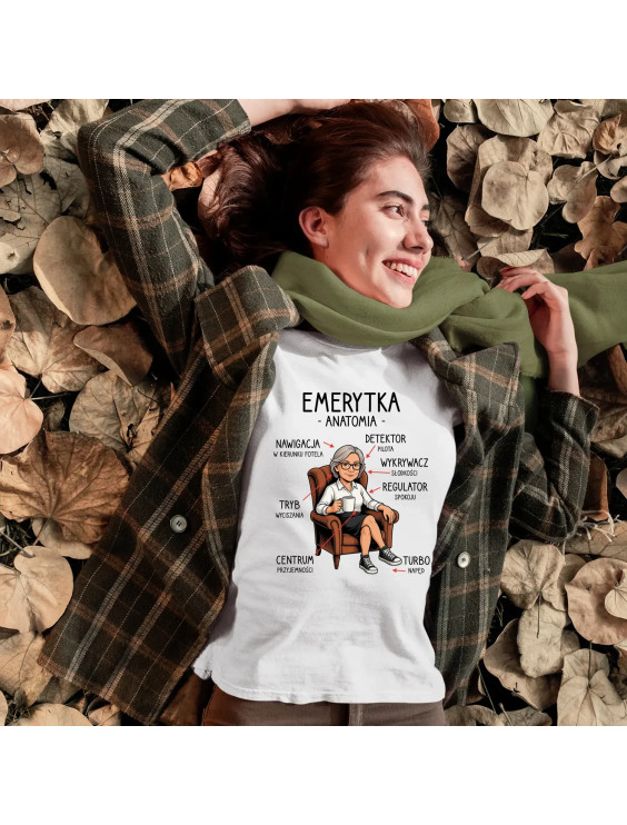 Anatomia emerytki - damska koszulka z nadrukiem