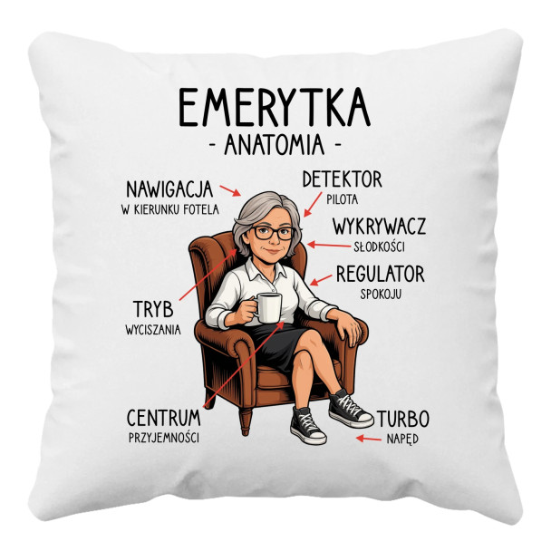 Anatomia emerytki - poduszka z nadrukiem
