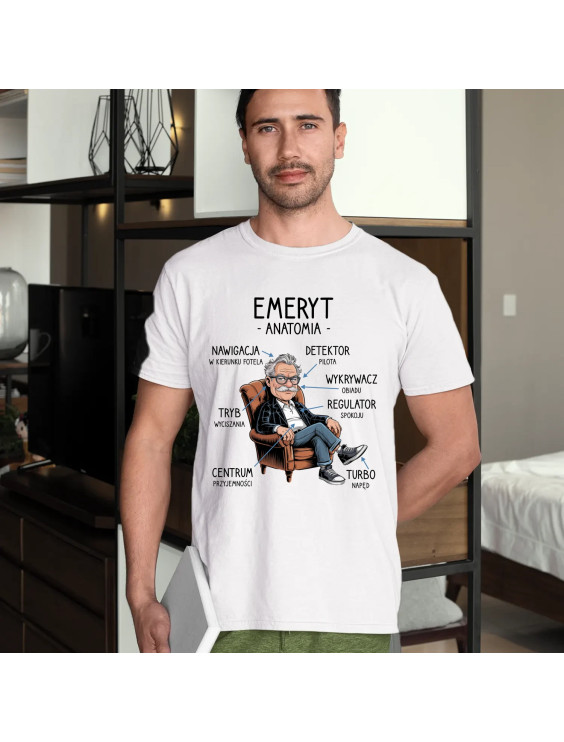 Anatomia emeryta  - męska koszulka z nadrukiem