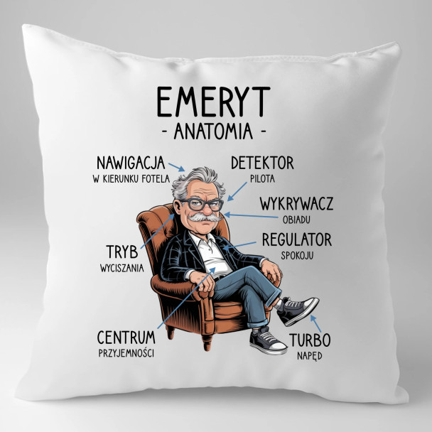 Anatomia emeryta - poduszka z nadrukiem