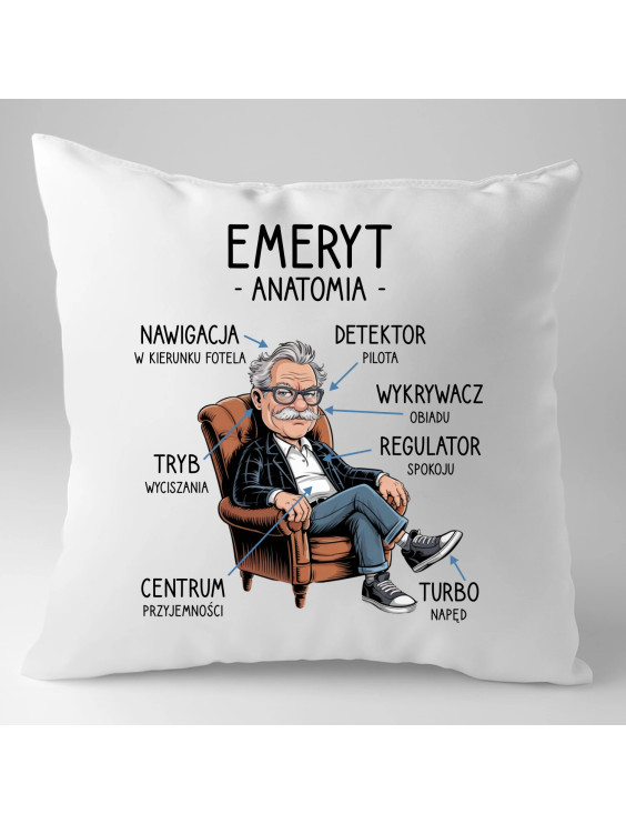 Anatomia emeryta - poduszka z nadrukiem
