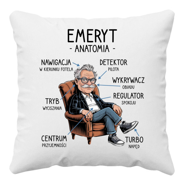 Anatomia emeryta - poduszka z nadrukiem
