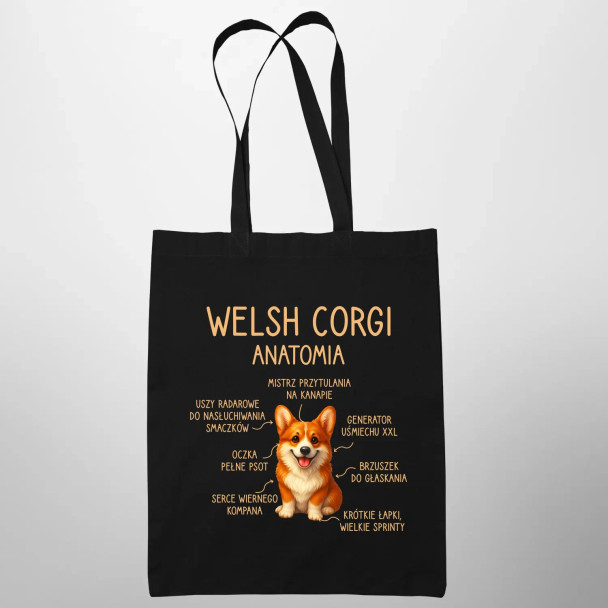 Welsh Corgi  - anatomia - torba z nadrukiem