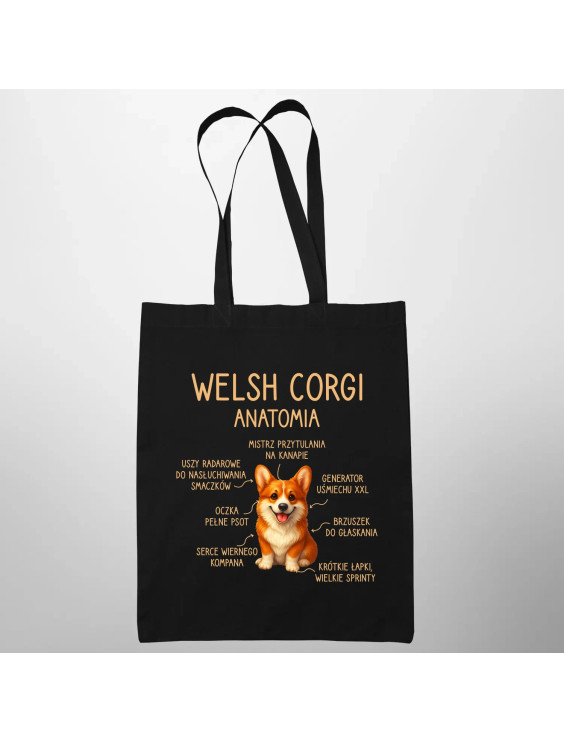 Welsh Corgi  - anatomia - torba z nadrukiem