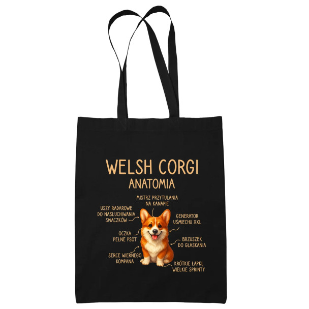 Welsh Corgi  - anatomia - torba z nadrukiem