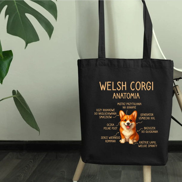 Welsh Corgi  - anatomia - torba z nadrukiem