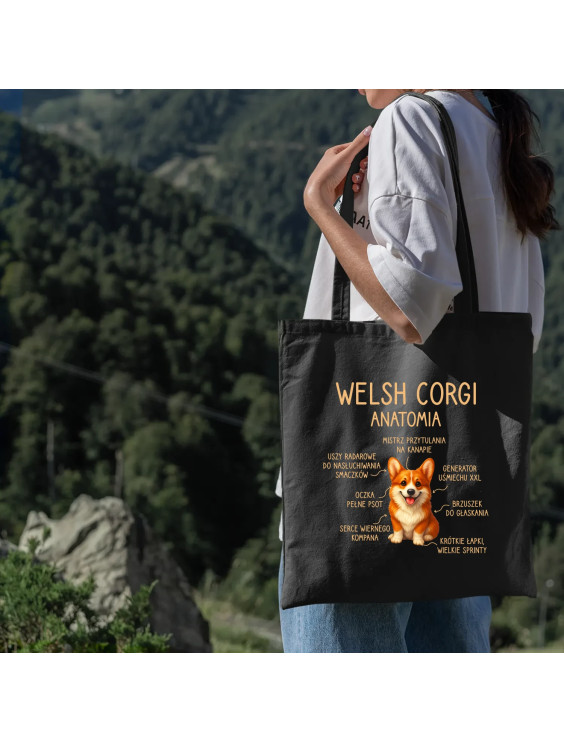 Welsh Corgi  - anatomia - torba z nadrukiem