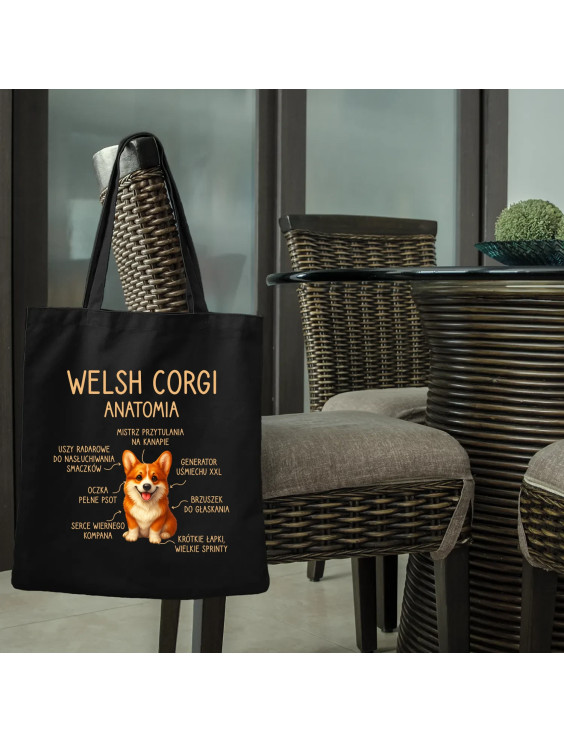 Welsh Corgi  - anatomia - torba z nadrukiem