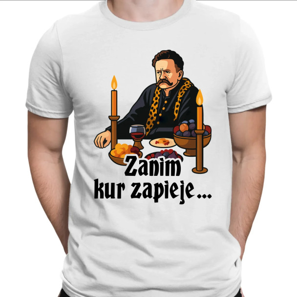 Zanim kur zapieje  - męska koszulka z nadrukiem