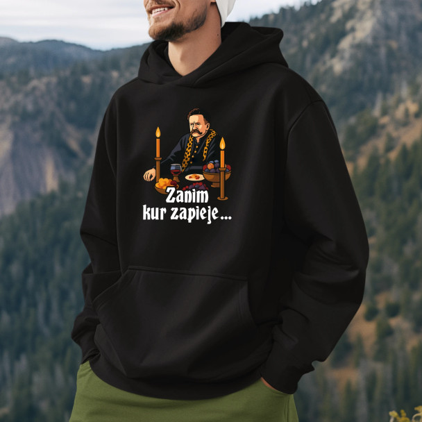 Zanim kur zapieje - męska bluza z nadrukiem